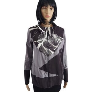 Schwiing Full zip athletic jacket. Black/ gray sweater, size L